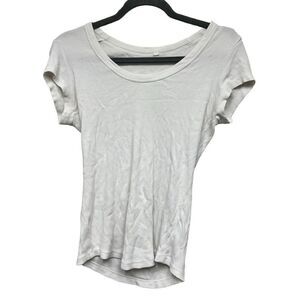 Babaton white ribbed scoop neck T-shirt size small